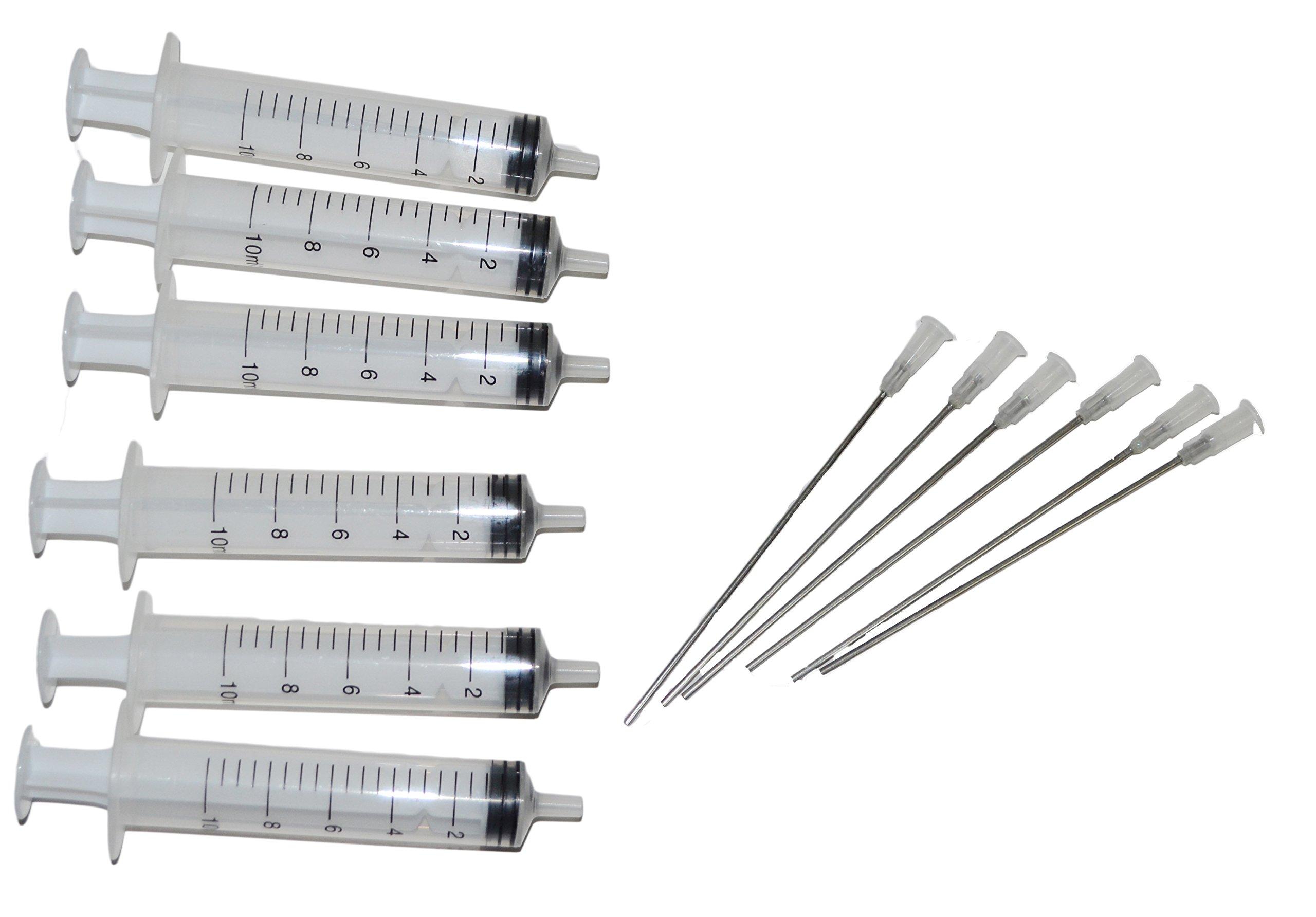 6 Syringes with Long Needles for refilling with Refillable Cartridges