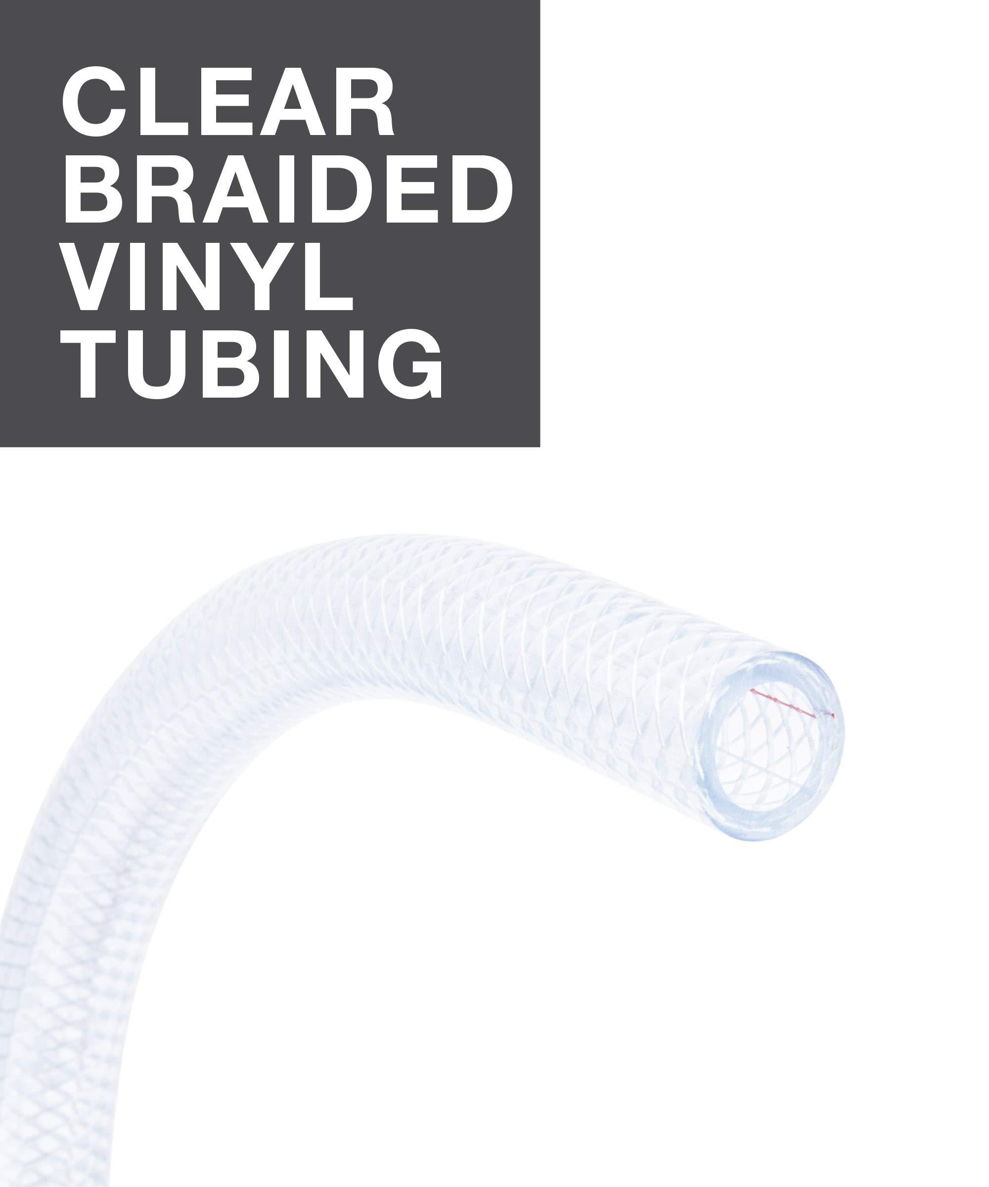 LDR Industries 516 B1210 Clear Braided Nylon Poly Tubing Flexible Non