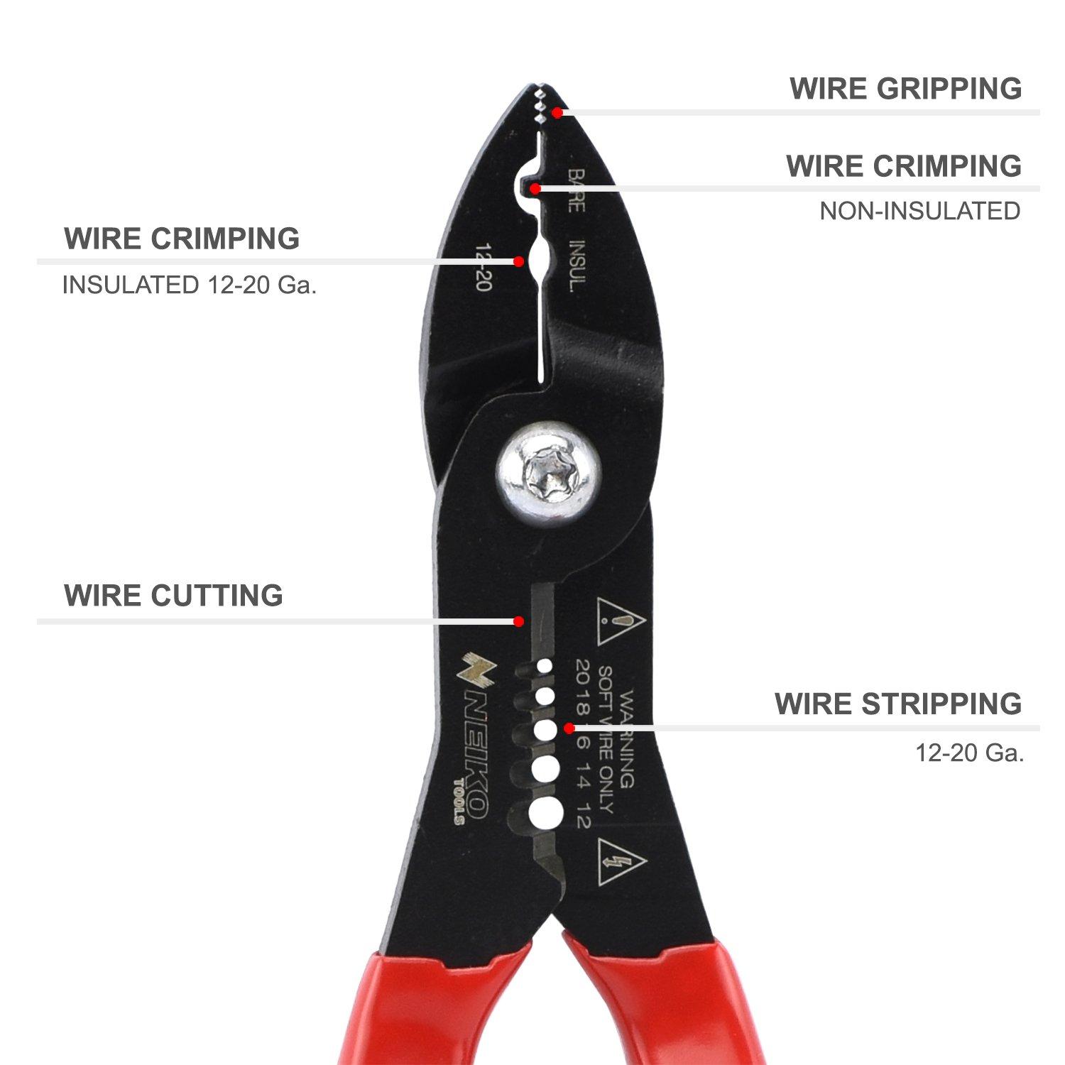Cutter Neiko 02037A Compact 4-in-1 Multi-Purpose Wire Service Tool Gripper Crimper Stripper