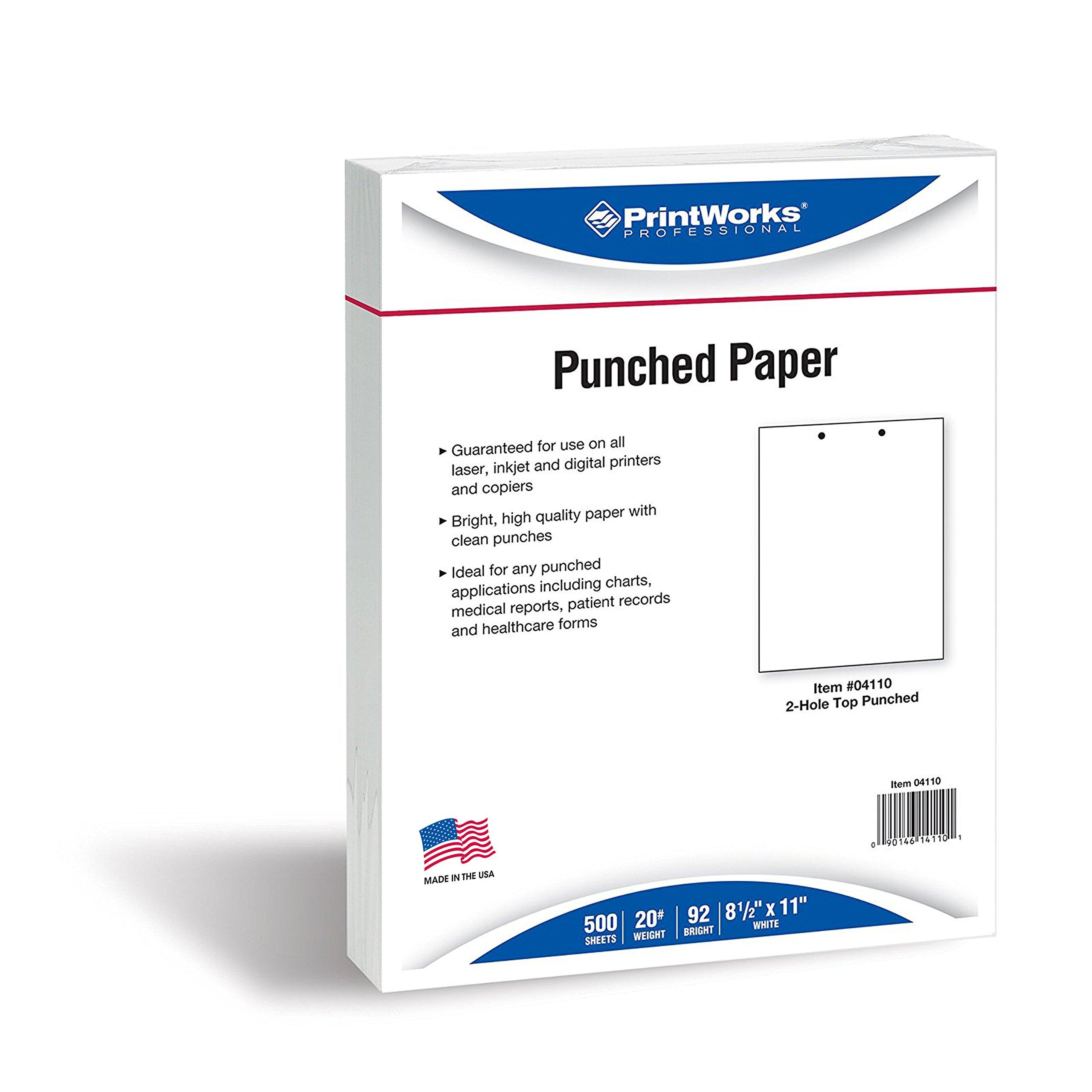 PrintWorks Professional Pre Punched Paper, 2 Hole Punch Top For 2 Ring