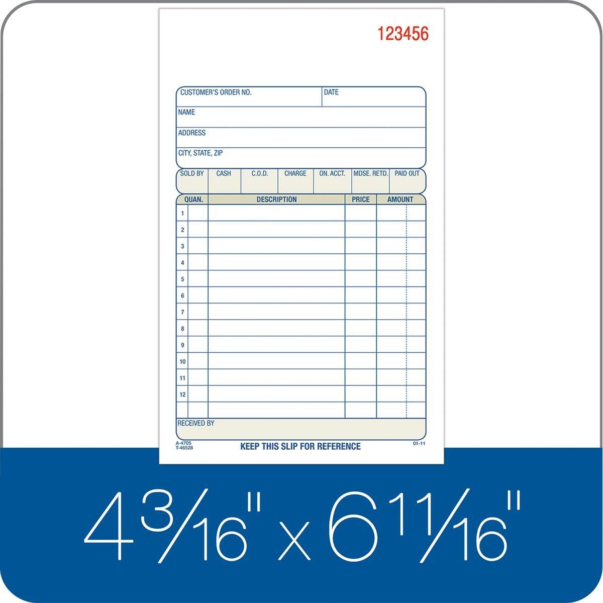 Adams Sales Order Book, 3Part, Carbonless, 43/16" X 73/16" Inch, 50