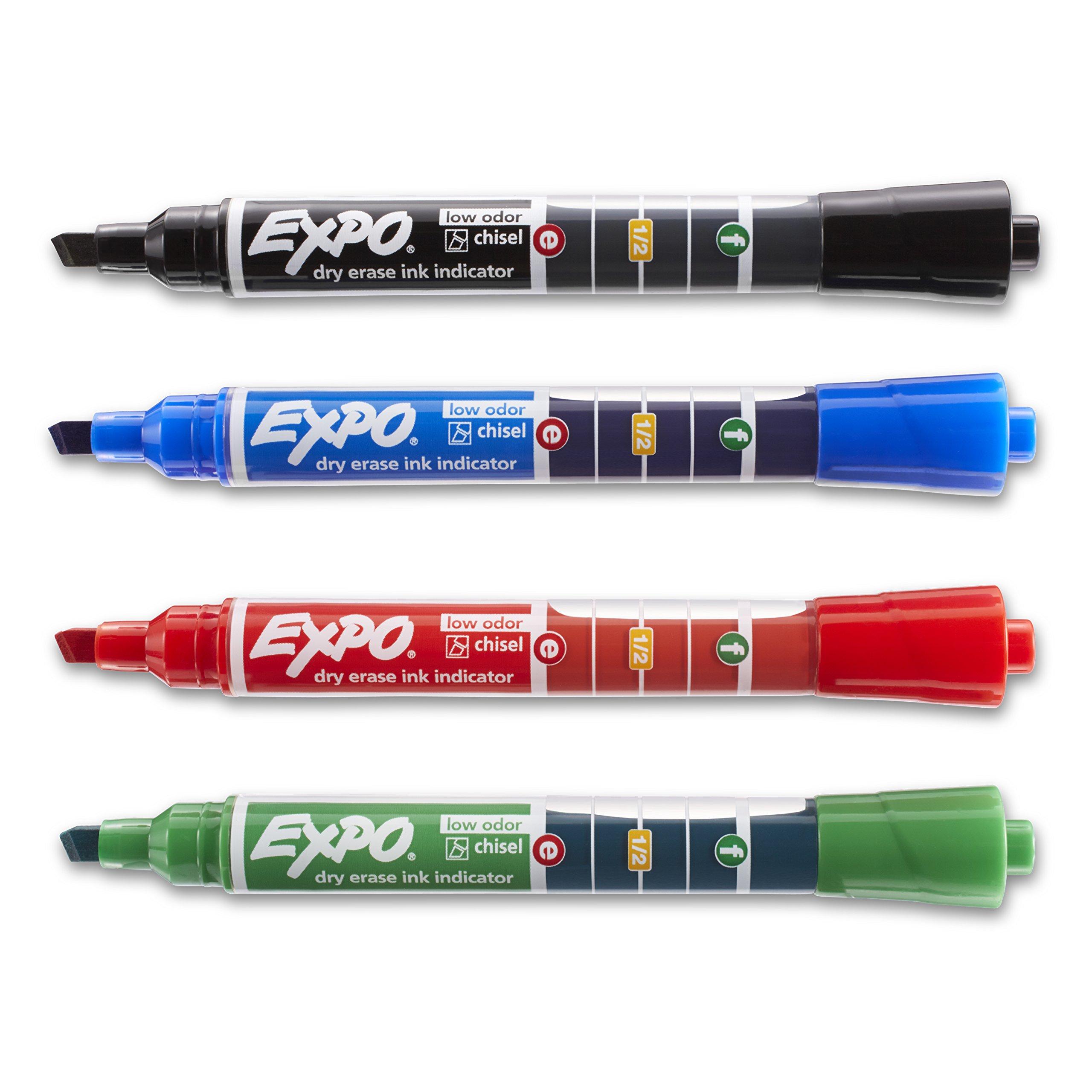 EXPO Dry Erase Markers with Ink Indicator, Chisel Tip, Assorted Colors