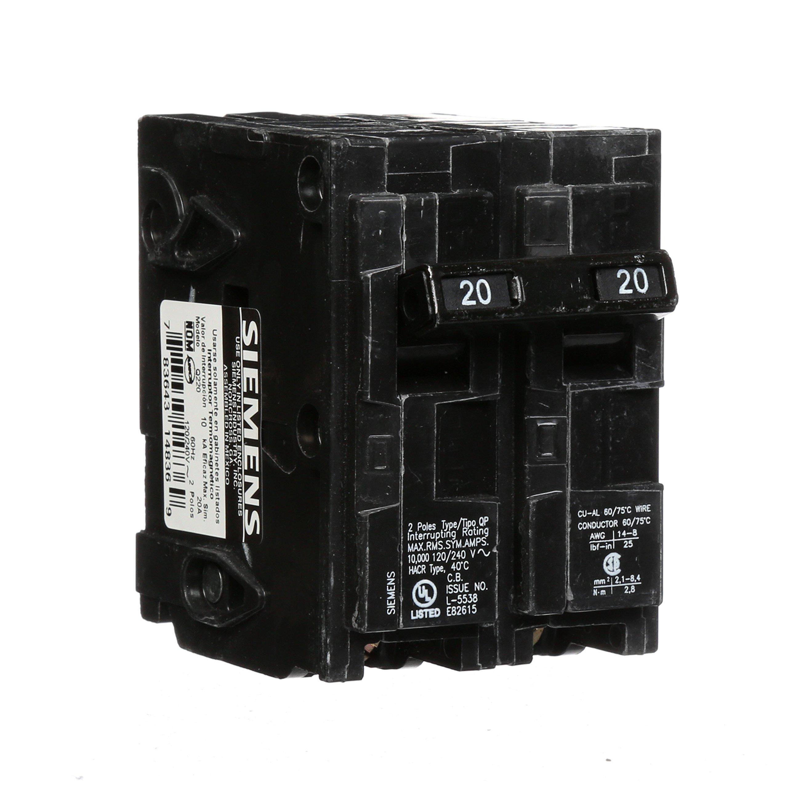Q220 20Amp Double Pole Type QP Circuit Breaker 783643148369 eBay