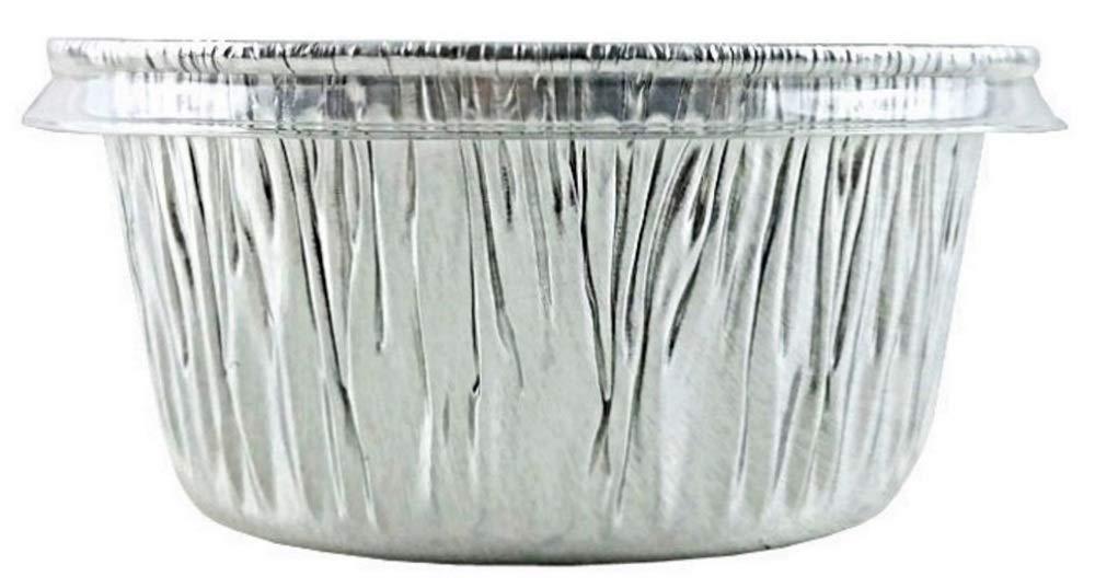 100 Aluminum Foil Muffin Cupcake Ramekin 4oz Cups with Lids Disposable