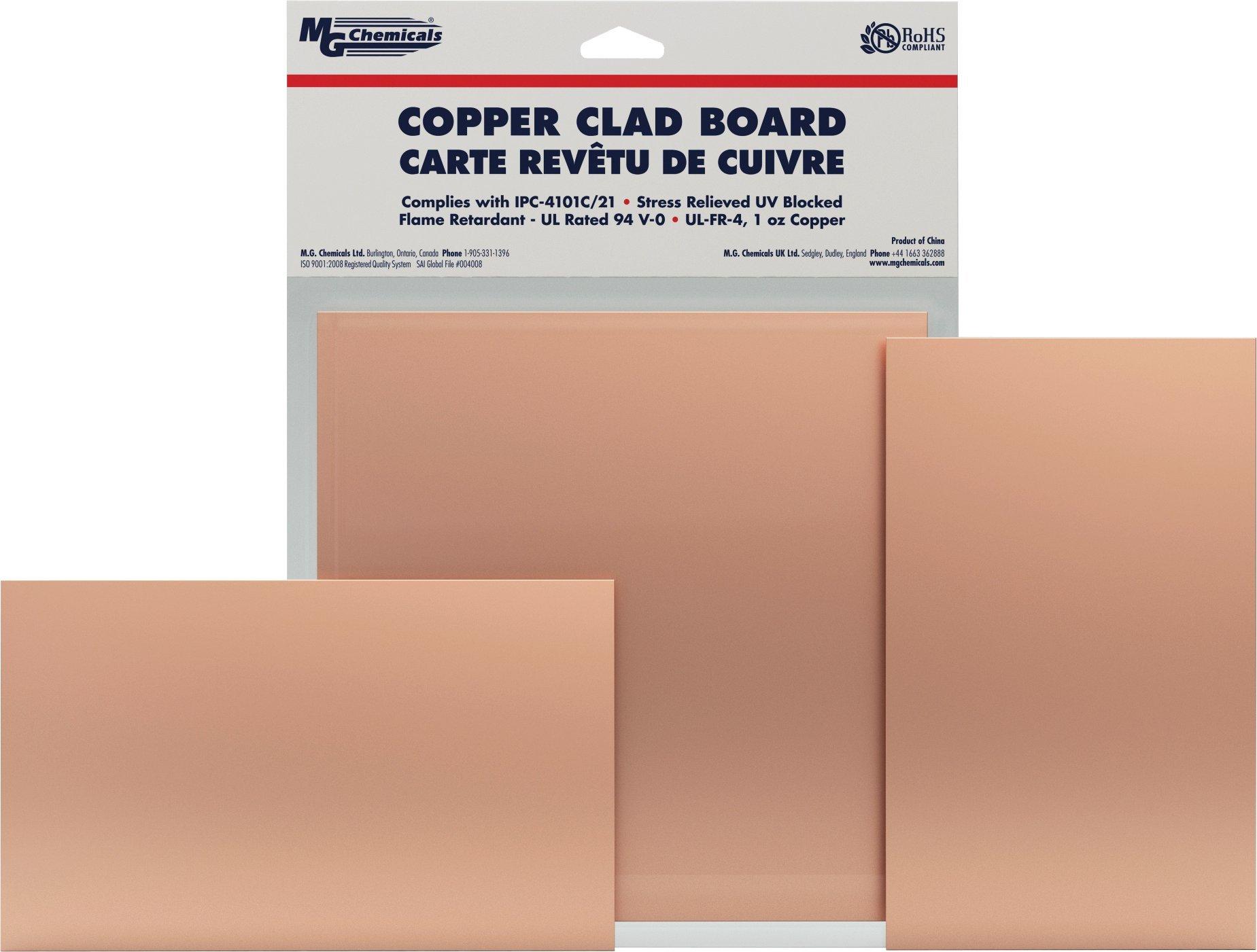 MG Chemicals Copper Clad Board, Single Sided, 6" x 4", 1 oz Copper, 1/