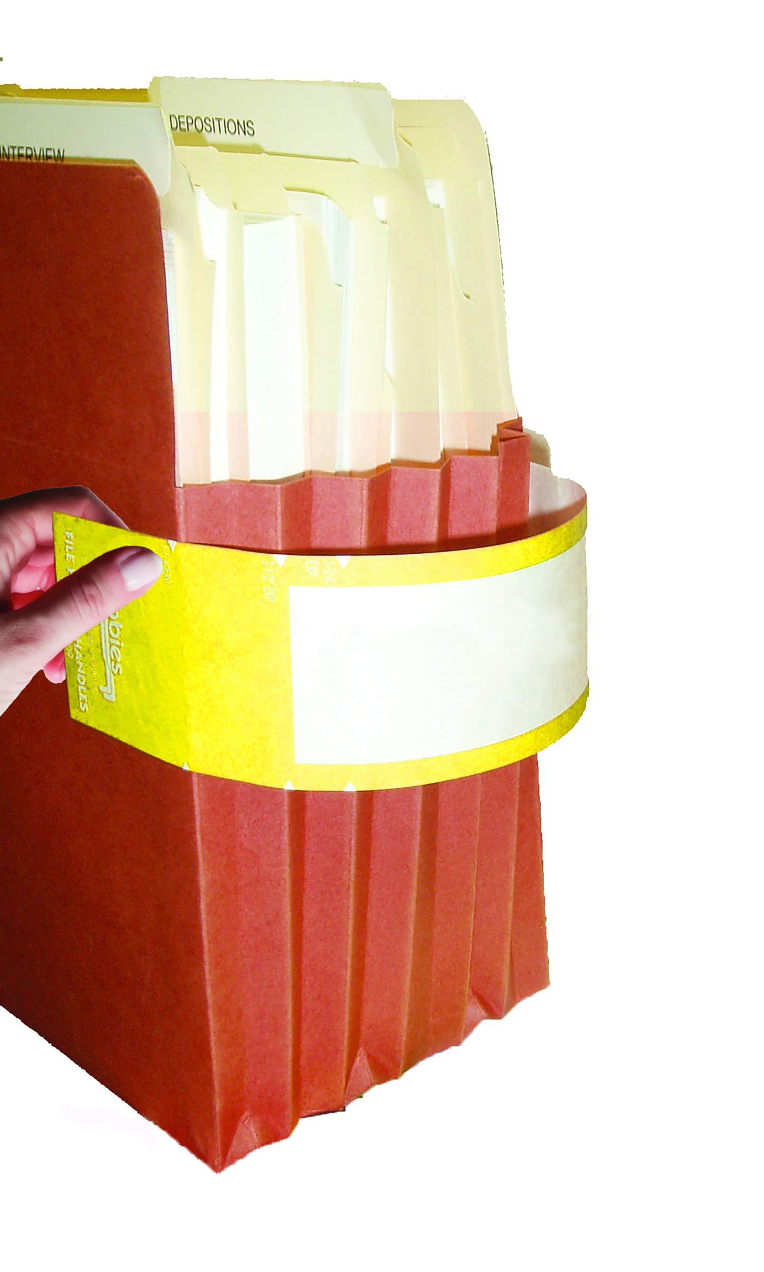 Tabbies Legal File Pocket Handle, Yellow, 95/8"W x 2"H, 48 Handles