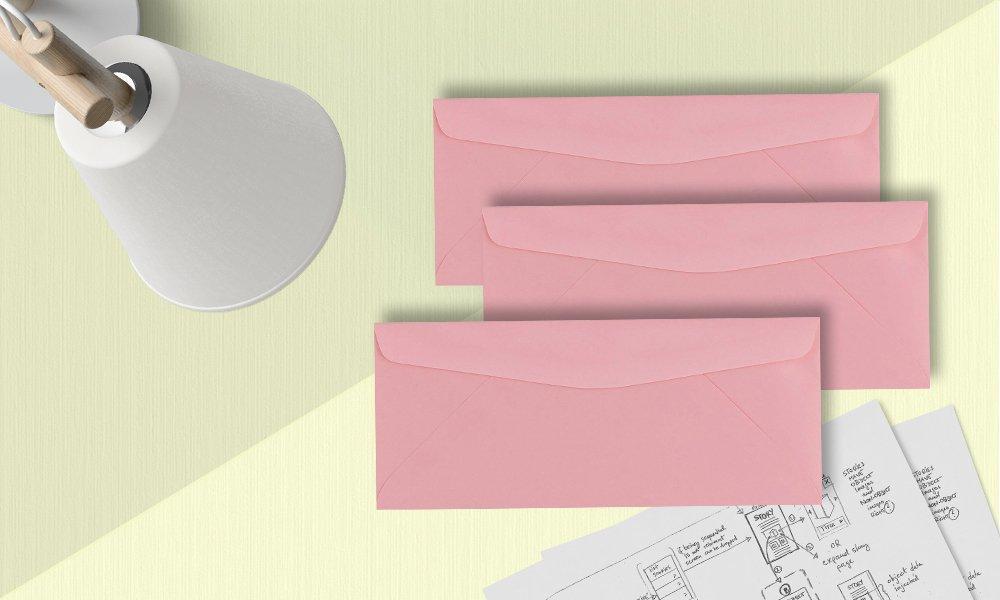 50 Color Pink 10 Business Envelopes, 9.5" x 4.125", Standard Flap