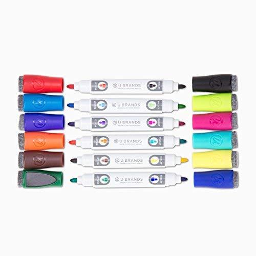 One Size U Brands Low Odor Magnetic Double Ended Dry Erase Markers With Erasers