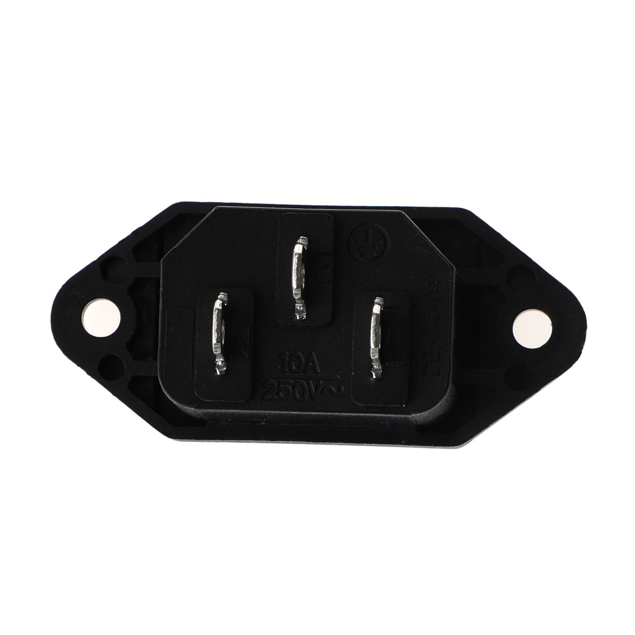 3X Screw Mount 3 Pins IEC320 C14 Inlet Power Plug Socket AC 250V 10A black Z5Z3