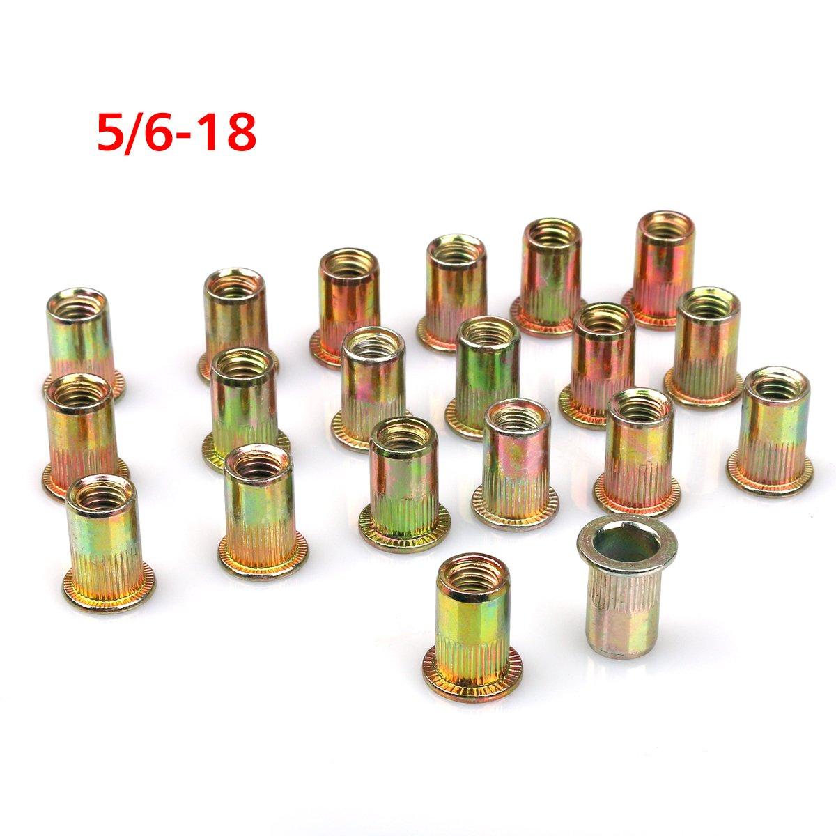URBEST Mixed Pack Threaded Rivet Nut Inserts 1/420,3/816, 5/1618