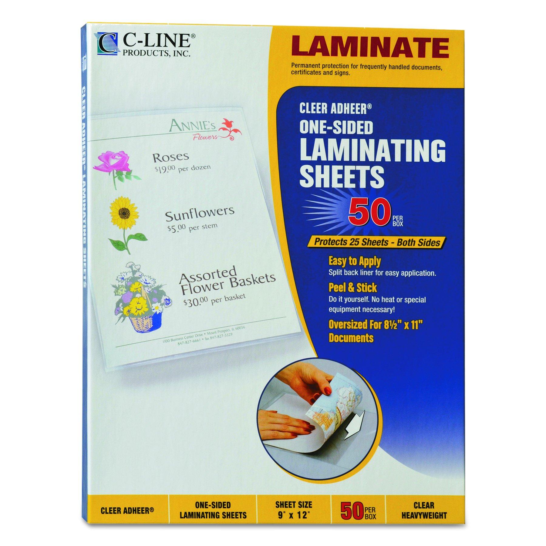 CLine Heavyweight Cleer Adheer Laminating Film Sheets, Clear, 9 x 12