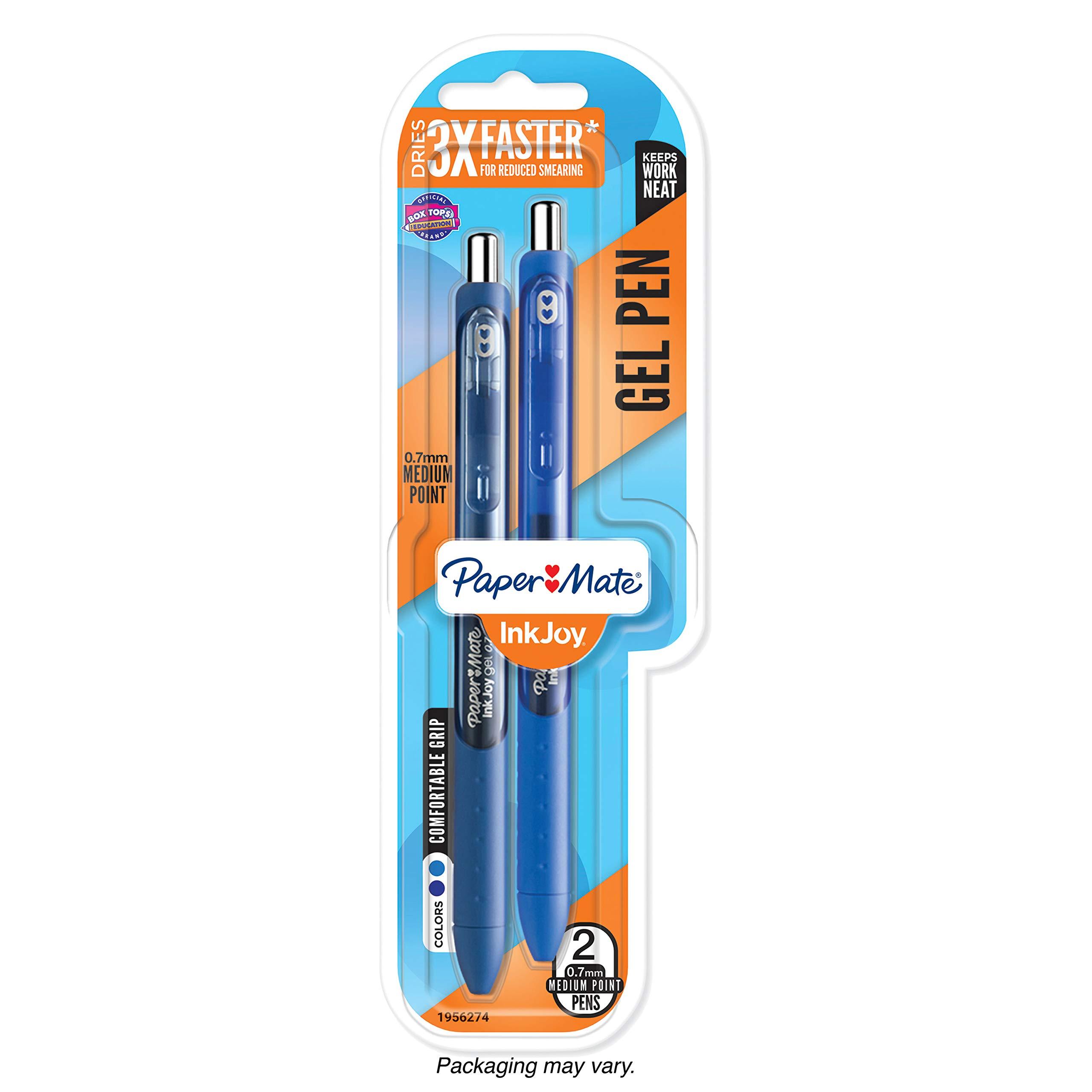 Paper Mate Inkjoy Gel Pens, Medium Point, Blue Assorted, 2Pack