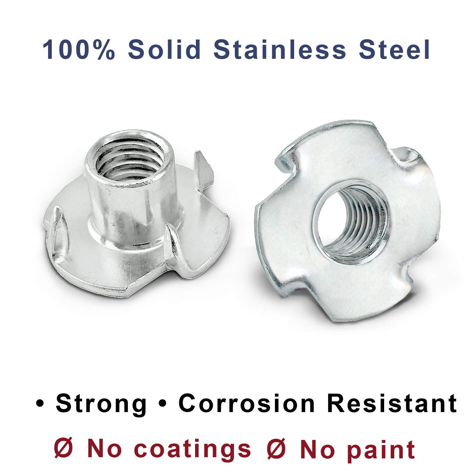 Stainless TNuts, 1/4"20 Inch, (25 Pack), Threaded Insert, Choose