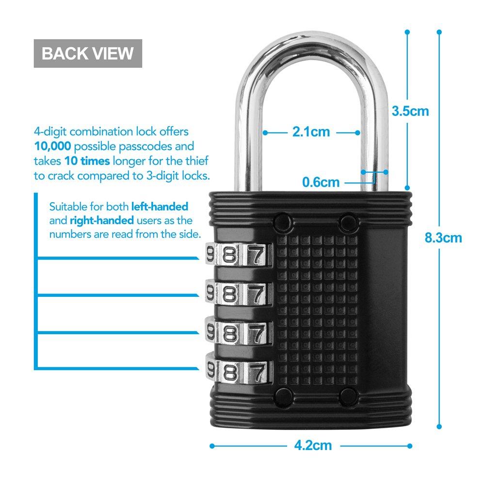Padlock 4 Digit Combination Lock for Gym, Sports, School & Employee