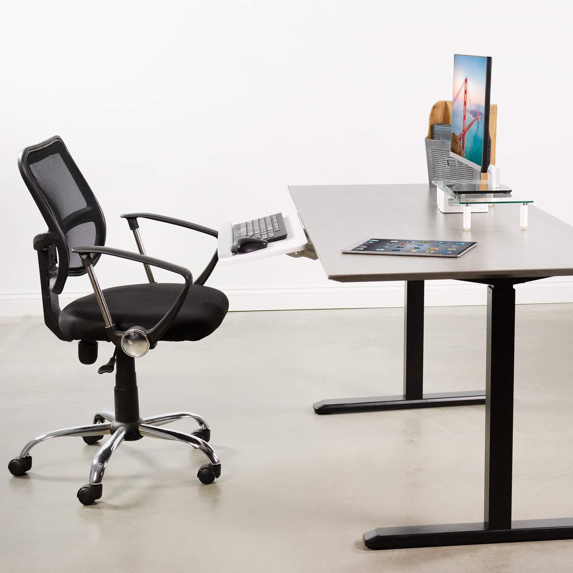 VIVO White Adjustable Computer Keyboard and Mouse Platform Tray