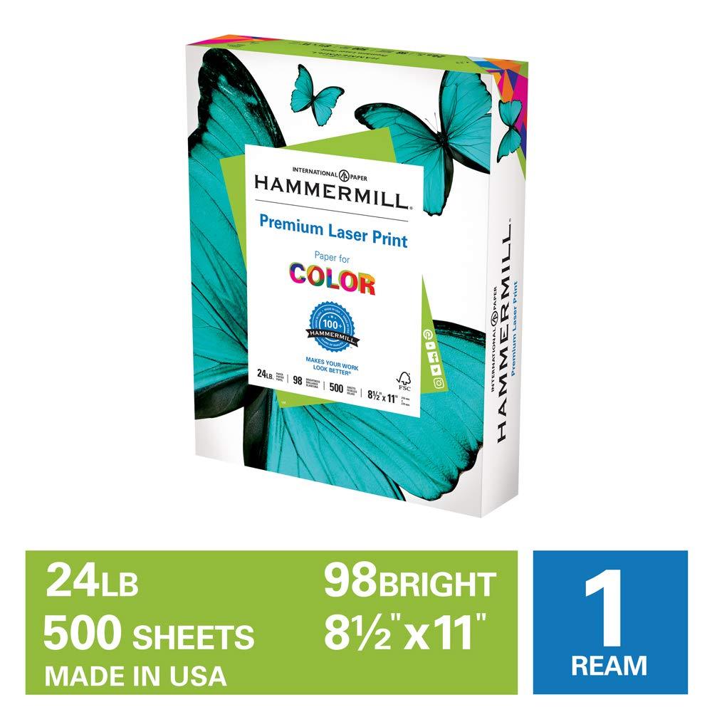 Hammermill Premium Laser Print 24lb Copy Paper, 8.5x11, 1 Ream, 500
