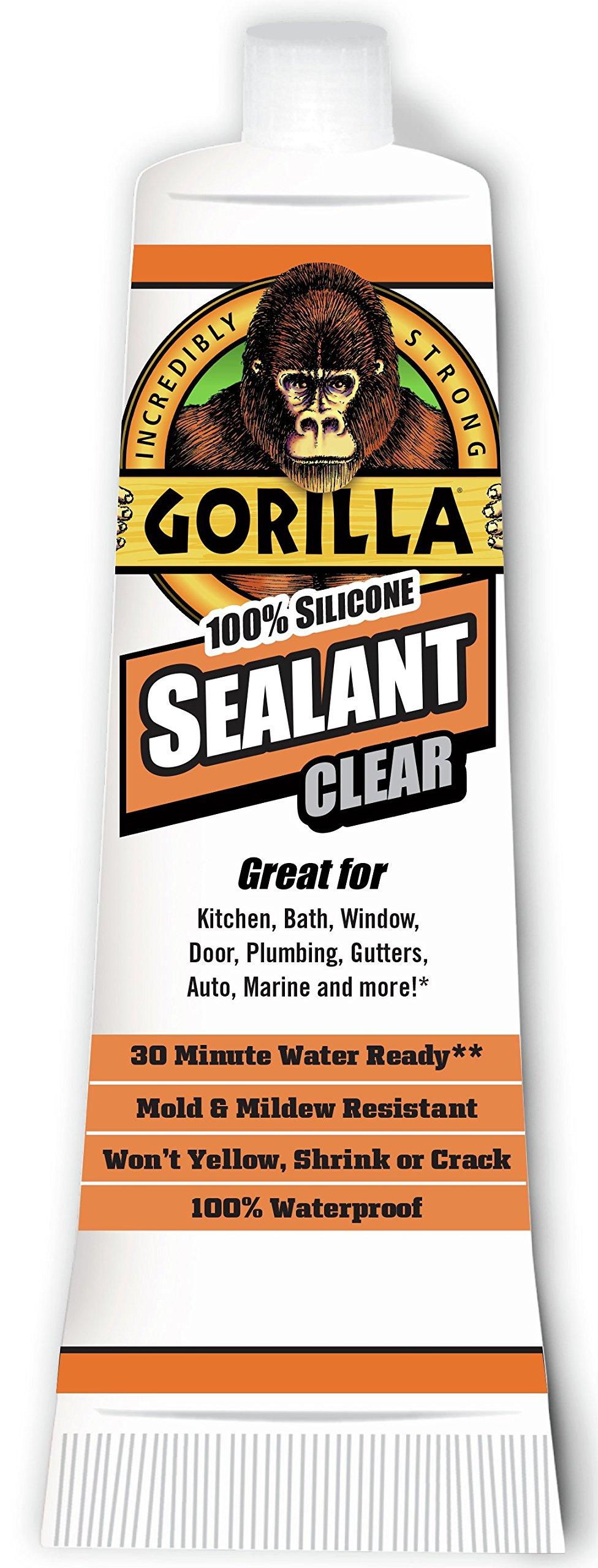 Gorilla 100 Percent Silicone Sealant Caulk, 2.8 ounce Squeeze Tube, Clear eBay