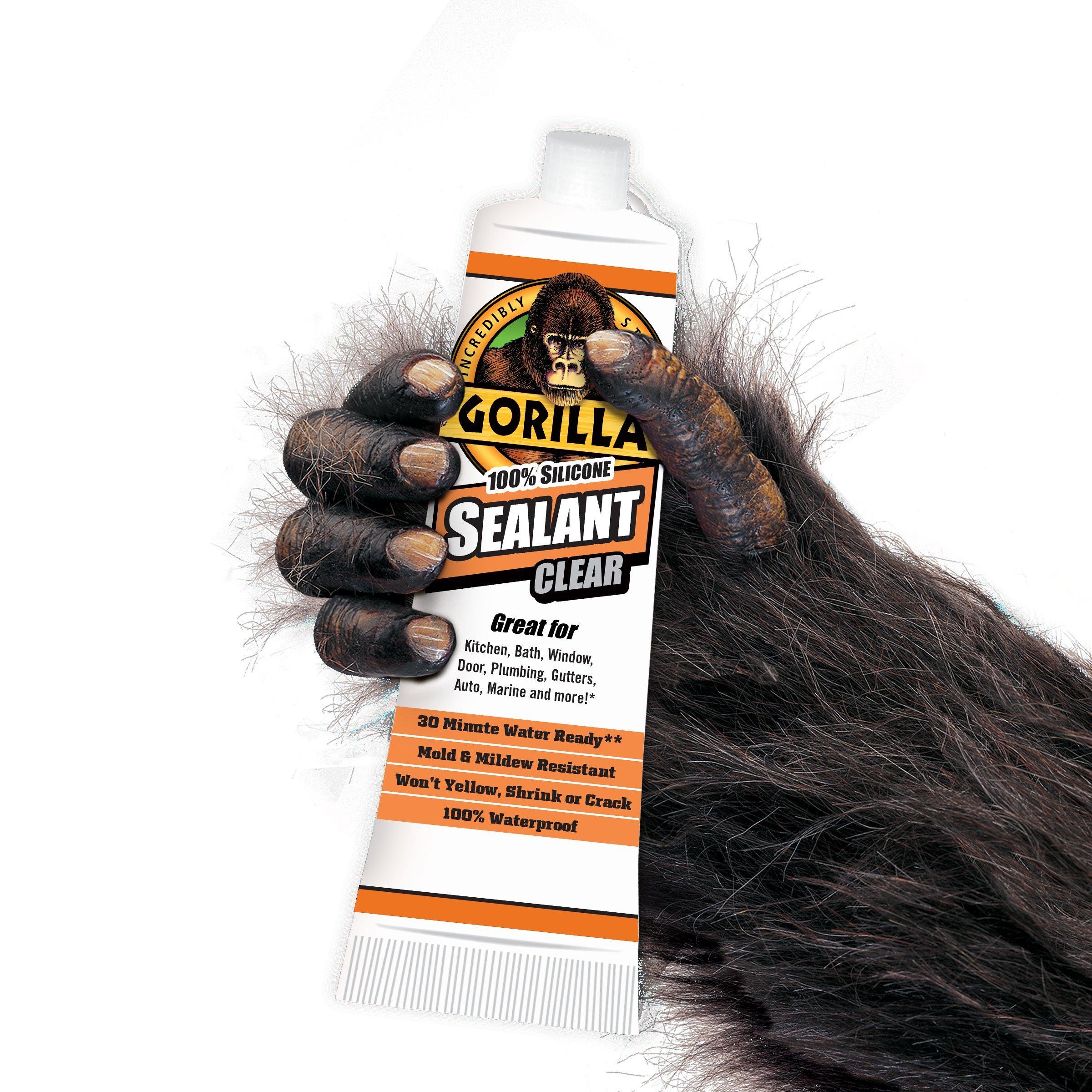 Gorilla 100 Percent Silicone Sealant Caulk, 2.8 ounce Squeeze Tube