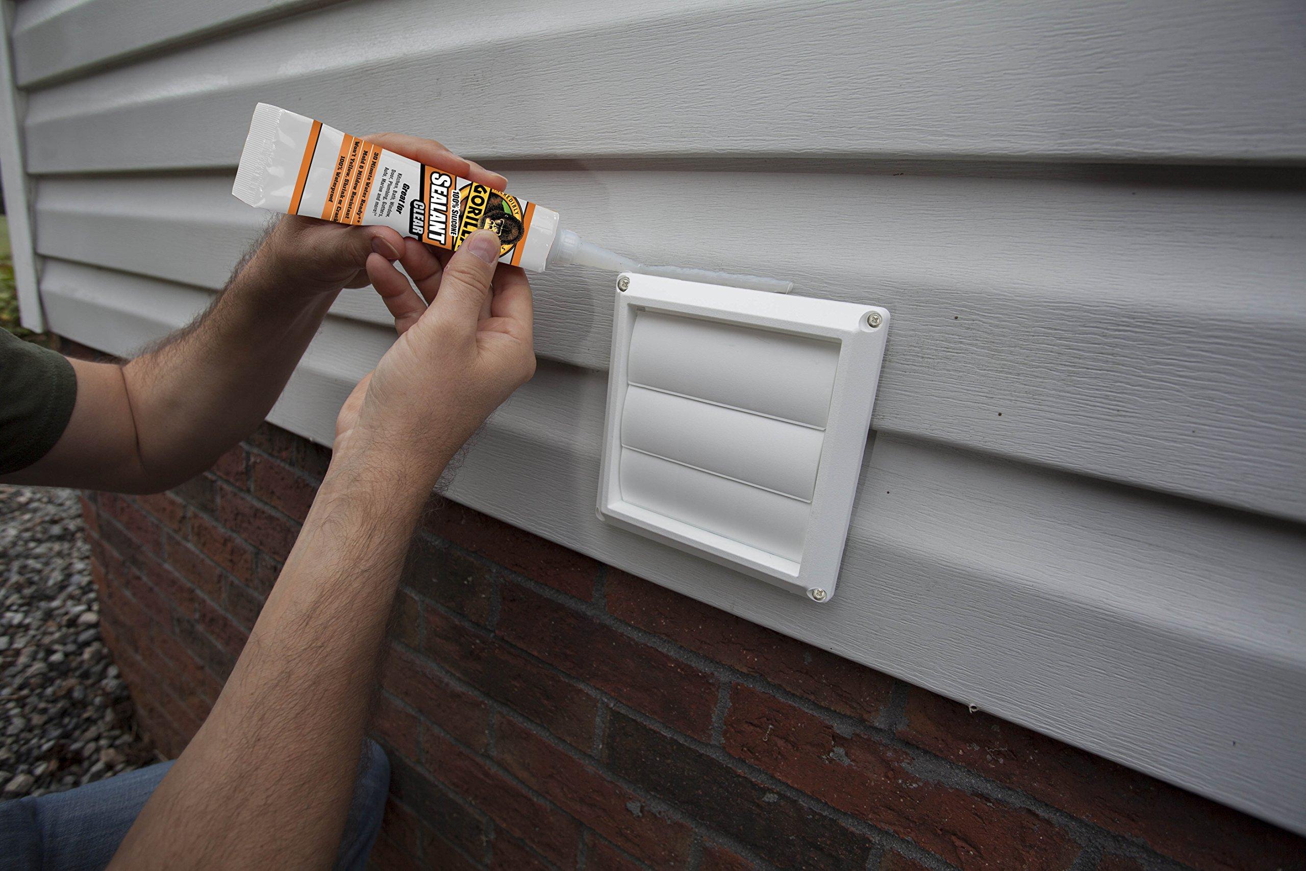 Gorilla 100 Percent Silicone Sealant Caulk, 2.8 ounce Squeeze Tube