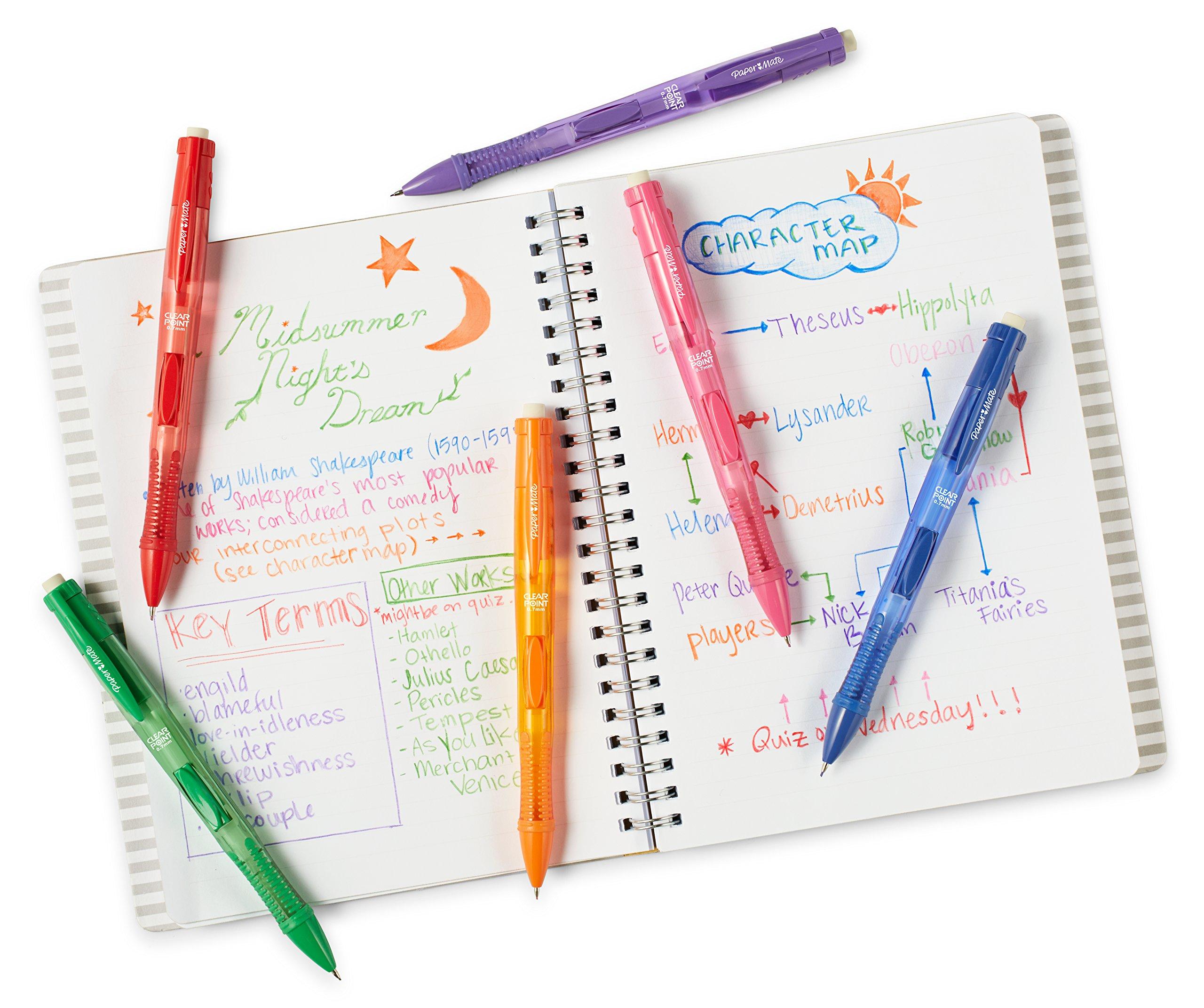 Paper Mate Clearpoint Color Lead Mechanical Pencils, 0.7mm, Assorted