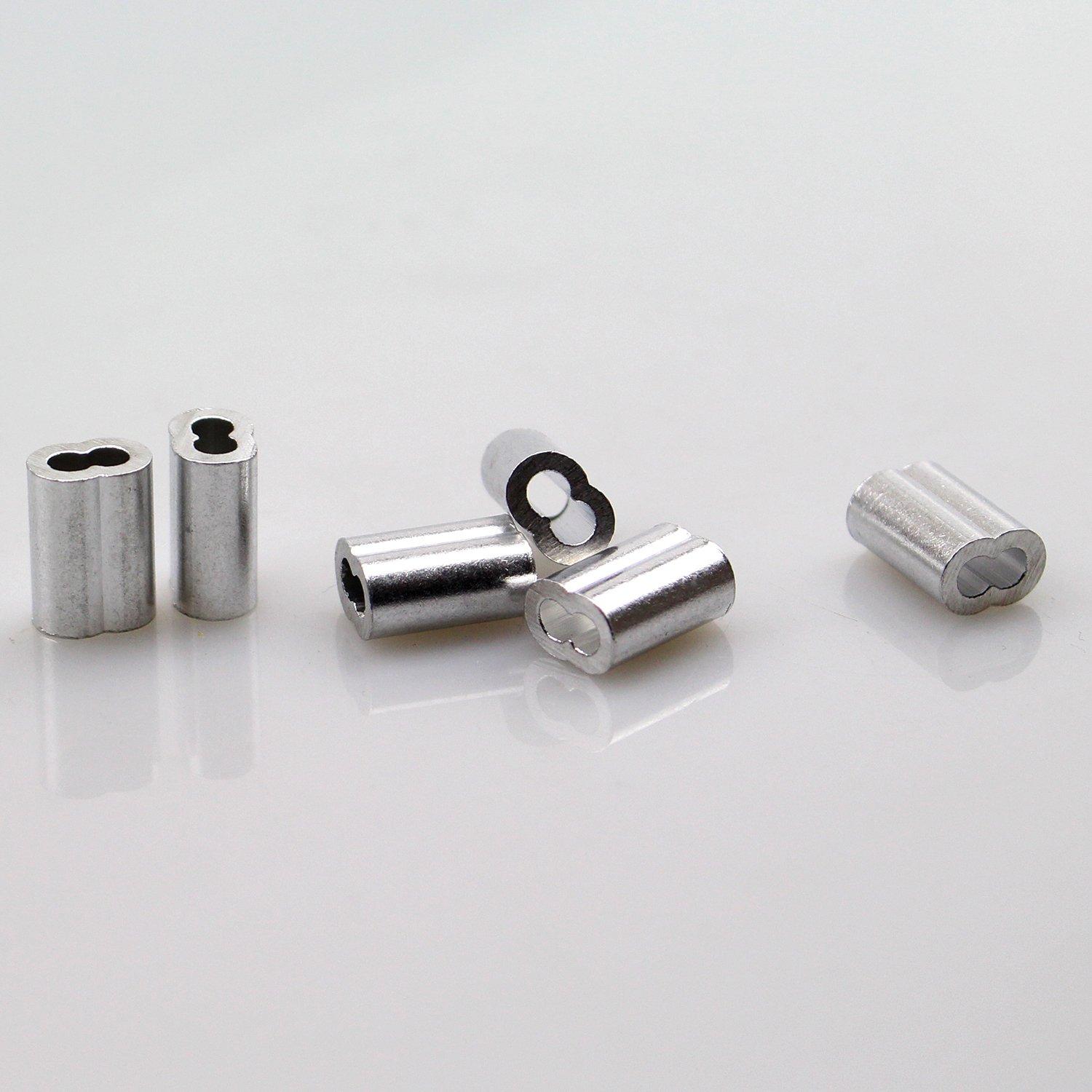 Aluminum Crimping Loop Sleeves Cable Crimp for 1/8 Inch Diameter Wire