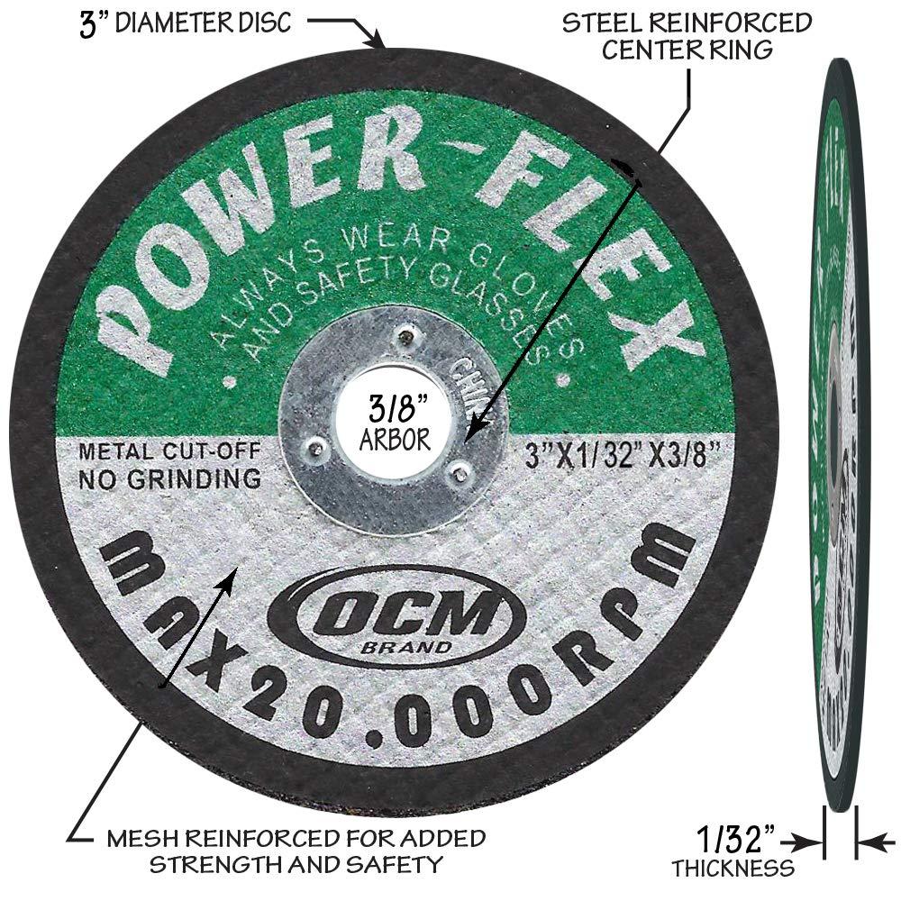 20 Pack - Cut Off Wheels 3 Inch x 1/32 Inch x 3/8 Inch Arbor - For