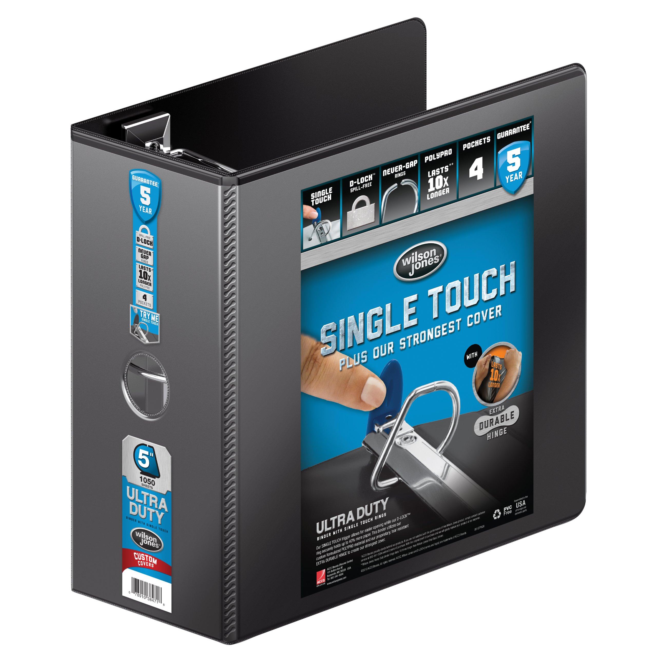 Wilson Jones 3 Ring Binder 5 Inch, Ultra Duty DRing View Binder with