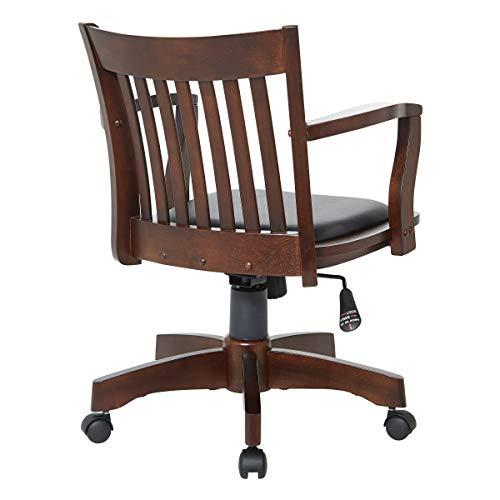 Office Star Deluxe Wood Bankers Desk Chair with Black Vinyl Padded Seat