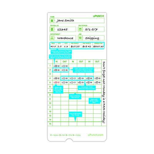100 UPunch Time Cards For HN3000 636790798287 EBay