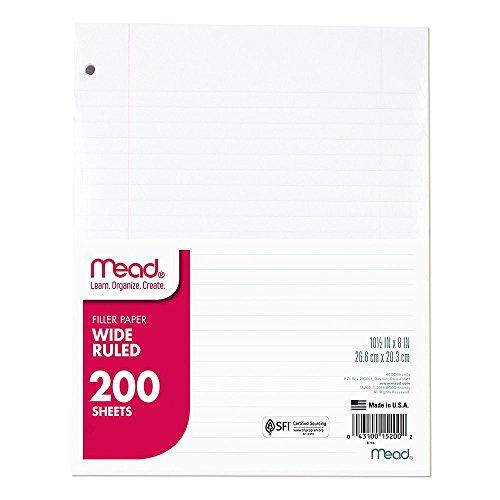 Mead Loose Leaf Paper, Wide Ruled, 200 Sheets, Standard 101/2" x 8